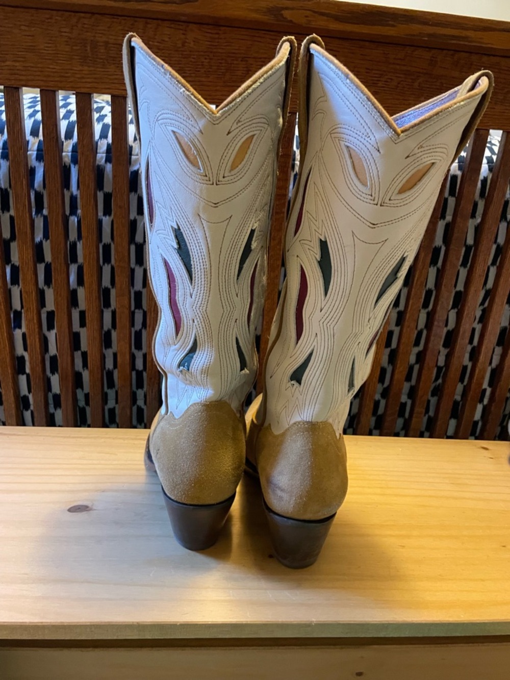 Frye Shelby Deco Stitch Cowboy Boots in White Multi - Picture 3 of 7